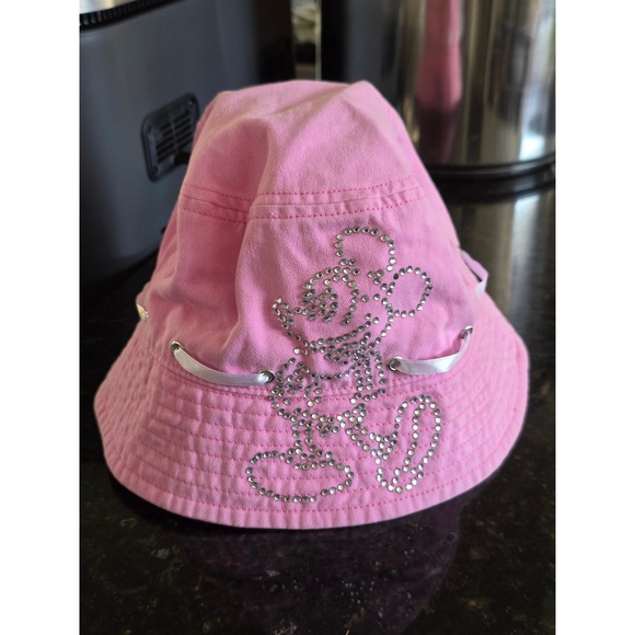 Disney Accessories - Walt Disney World Pink Rhinestone Mickey Mouse Ribbon Bucket Hat Onesize